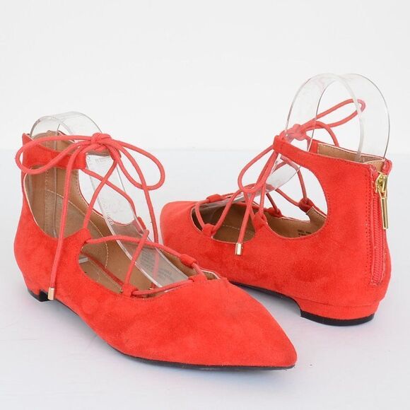 ComfortView Odell Red Pointy Toe Faux Suede Back Zipper Women's 9 NEW - Picture 1 of 6